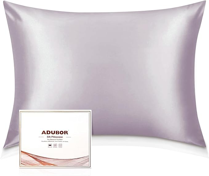 Adubor 100% Silk Pillowcase - Mulberry Silk Pillow Cases, 23 Momme 6A Grade Fibers, Silk Pillow Case for Hair and Skin Health, with Hidden Zipper (Queen 20''x30'', Grayish Purple, 1PC) - Bloomnest