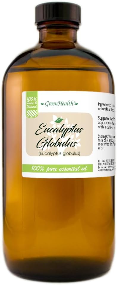 GreenHealth Eucalyptus Essential Oil – 16 fl oz (473 ml) – 100% Pure & Natural – Bulk Aromatherapy Oil in Amber Glass Bottle – for Diffuser, Cleaning, Room Spray, Home Fragrance - Bloomnest