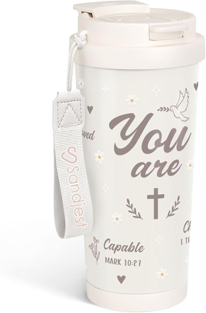 Christian Gifts, You Are Tumbler - Stainless Steel 2-in-1 Lid Coffee Tumbler 18 oz, Insulated Religious Faith Travel Mug Gift for Women, Birthday Christmas - Bloomnest