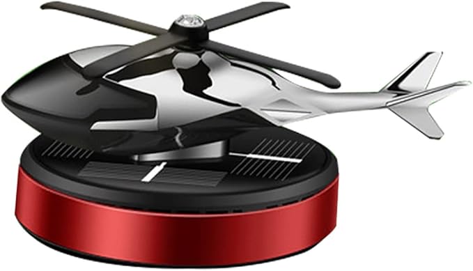 Al Alloy Solar Powered Rotating Helicopter Shape Car air purifier, Home and Car Interior Decoration Accessories (Red) - Bloomnest