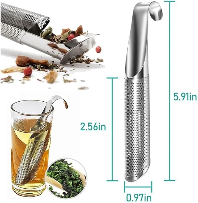 Stainless Steel Tea Diffuser, 2025 New Tea Artifact Creative Pipe Tea Infuser Mesh Strainer with Hanging Hook Handle, Universal Fine Holes Tea Interval Diffuser for Loose Tea Leaf Coffee Etc (2) - Bloomnest