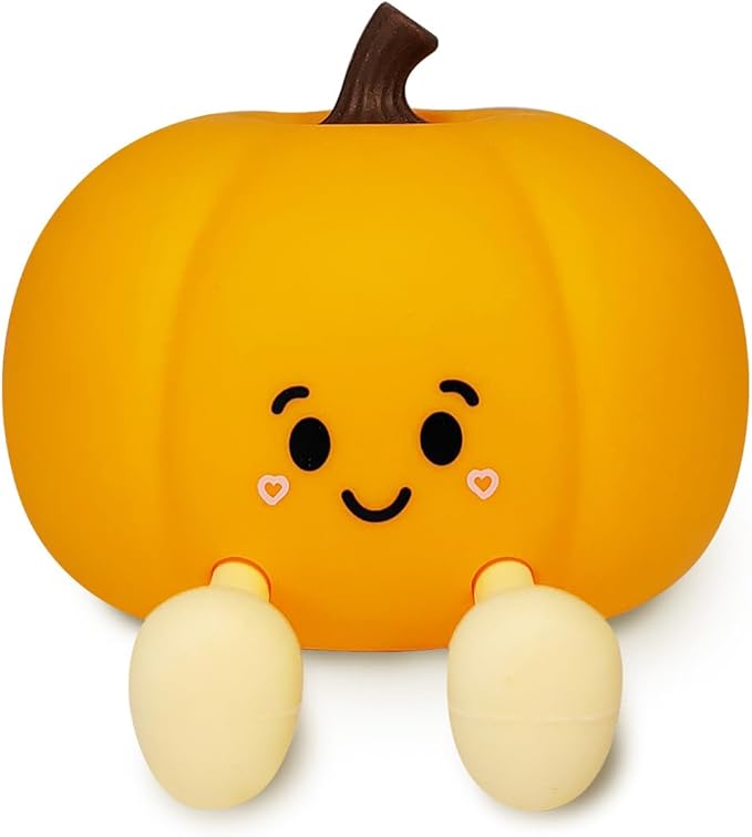 Night Light for Kids, Rechargeable Dimmable Silicone LED Nightlight, Baby Nursery Night Lamp, Touch Squishy Lamp, Halloween Gifts for Girls, Boys, Toddler Room Decor, Pumpkin - Bloomnest
