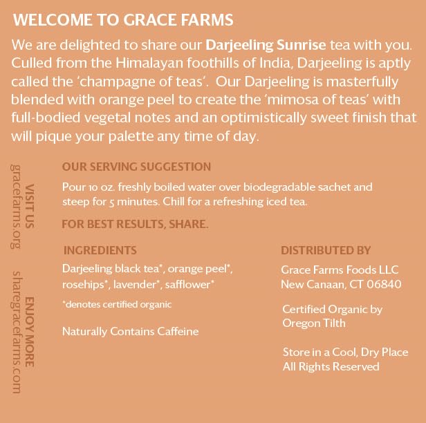 Grace Farms Organic Darjeeling Sunrise Black Tea, 16 Pyramid Sachets | Darjeeling & Orange | Fairtrade & Kosher |Gives Back 100% of Profits - Bloomnest