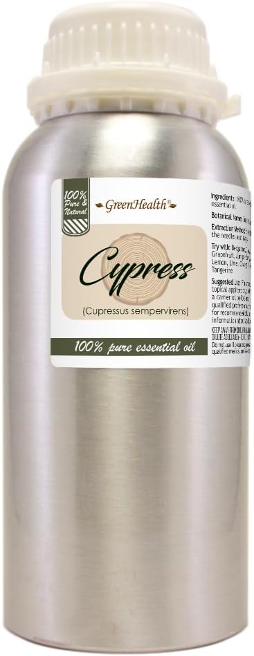 Cypress Essential Oil – 16 fl oz (473 ml) Aluminum Bottle w/Plug Cap – 100% Pure Essential Oil – GreenHealth - Bloomnest