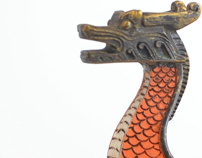 Comeon Retro Incense Burners Traditional Chinese Design Dragon Boat Incense Stick Holder Burner Hand Carved Carving Censer Ornaments (Orange) - Bloomnest