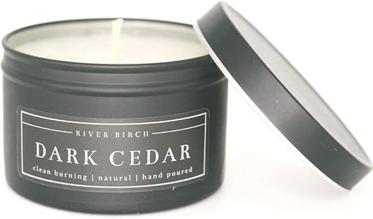 River Birch Candles Cedar Eucalyptus Scented Candle | Premium, All-Natural, Non-Toxic, Soy Candles | 8 oz. Black Matte Tin Travel Candle | Cozy Relaxing Gifts for Home - Bloomnest