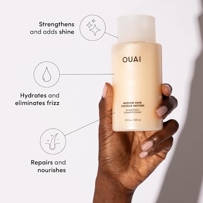 OUAI Medium Hair Shampoo & Conditioner Set, Travel Size - Hydrating Shampoo & Conditioner - With Coconut Oil, Babassu, Kumquat Extract & Keratin - Sulfate, Paraben & Phthalate Free (3 Oz) - Bloomnest