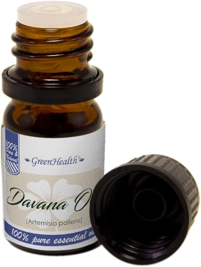 Davana Essential Oil – 5 ml – 100% Pure & Natural – Therapeutic Grade – Amber Glass Bottle with Euro Dropper – GreenHealth Greenals