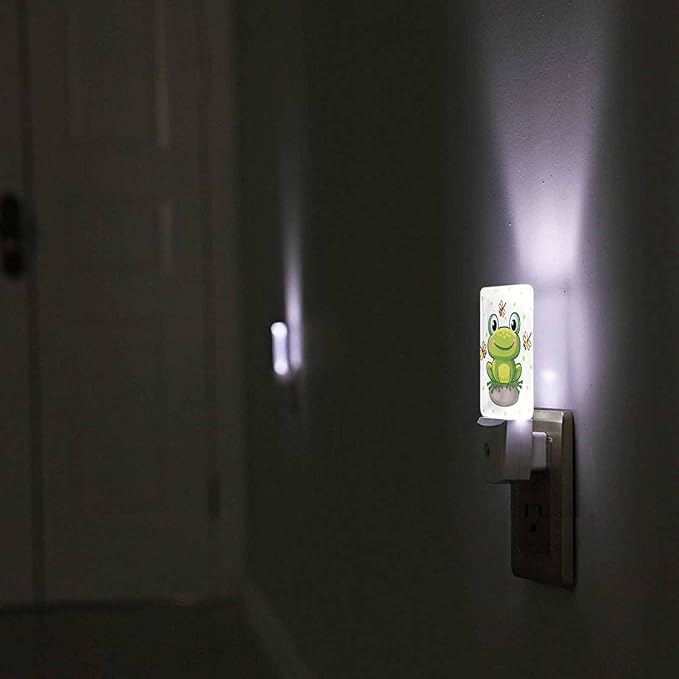 LED Night Light,Frog On Rock and Crystal LED Night Light Plug into Wall with Dusk to Dawn Light Sensor White Energy Efficient Nightlight for Bedroom Bathroom Hallway Living Room Kitchen - Bloomnest