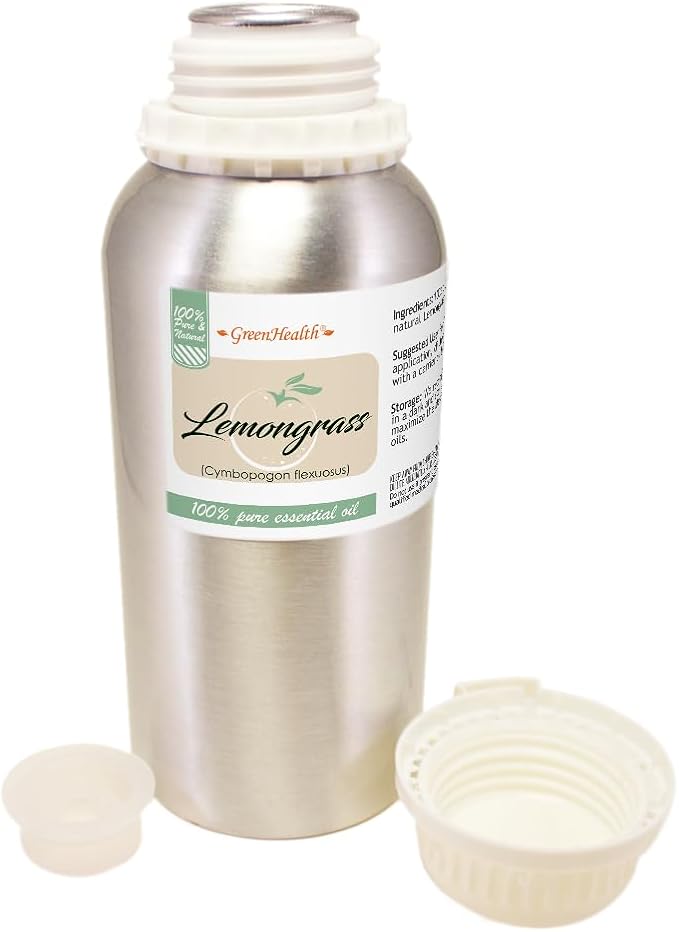 GreenHealth - Lemongrass Essential Oil - 16 fl oz - Aluminum Bottle - 100% Essential Oil - Bloomnest