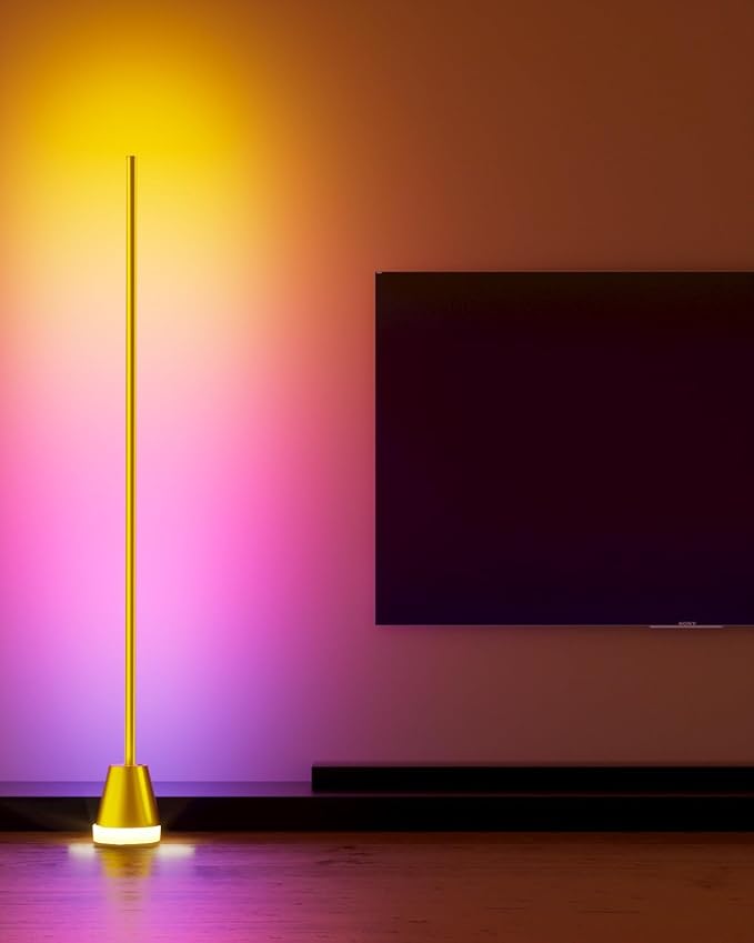 Keepsmile Smart RGB LED Corner Floor Lamp,172 LEDs Bright Standing Lamps for Living Room with APP and Remote,Modern Floor Lamp with Music Sync and 16 Million Colors, Ambient Lighting for Bedroom Gold - Bloomnest