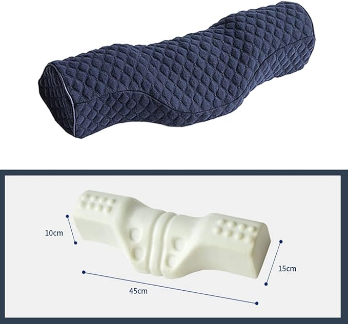 Cervical Neck Pillow for Pain Relief Sleeping, Neck roll Pillow Memory Foam for Stiff Neck Pain Relief ，Travel Bolster Pillow for Bed for Side Sleepers Back Sleeper. (Blue) - Bloomnest
