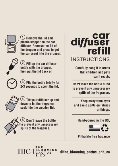 Car Air Freshener Hanging, Essential Oil Diffuser for Cars 1 OZ, Cute Car Accessories, C ar Air Freshener Refill, Long-Lasting Fragrance Refill, Car Diffuser Refill Made in USA | Vanilla - Bloomnest