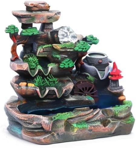 Gdrasuya10 Indoor Tabletop Water Fountain, Indoor Fountains and Waterfalls with Color LED Light & ON/Off Switch, Small Stream Tabletop Fountain Waterfall Decor for Home Office Bedroom