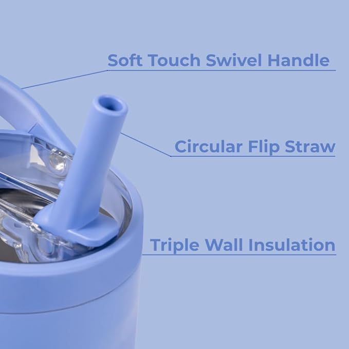 HydroJug Sport - Stainless Steel Tumbler with Straw, Vacuum Insulated, 32oz Leakproof Water Bottle, Ergonomic Design, Reusable, Dishwasher Safe, Rubber Base, Durable for Gym or Outdoors, Light Blue