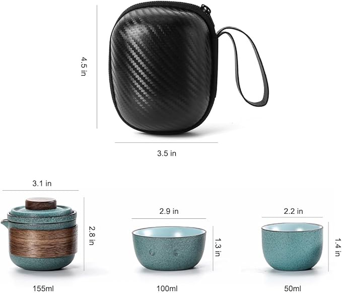 Mini Travel Ceramic Tea Pot Set Chinese Kung Fu Teapot, 1 Pot 2 Cups Cute Penguin Design Porcelain Teacup with Tea Infuser and Portable Bag for Home Outdoor Picnic Hotel Office