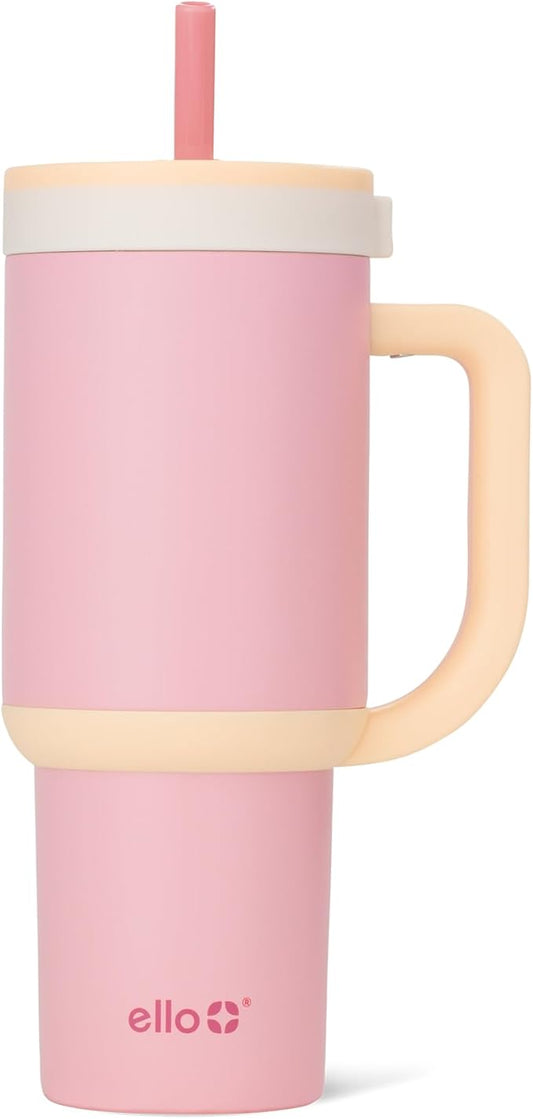 Ello Oasis 24 oz Tumbler with Handle & Retracting Straw | Reusable Insulated Stainless Steel Cup 100% Leakproof, Gifts for Teens Women Men | Keeps cold for 24 Hours, Cup Holder Friendly, Sunrise Glow - Bloomnest