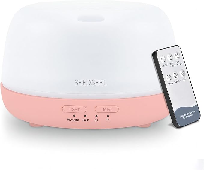 300ML Essential Oil Diffuser with Remote Control, Aromatherapy Diffuser with 7-Color Changing LED Light for Home,Bedroom, Office - Bloomnest