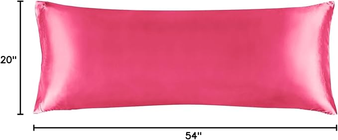 BEDELITE Satin Body Pillow Cover, Super Soft and Cooling Body Pillow Pillowcase for Hair and Skin, Breathable Silky Full Long Pillowcase Cover(20"x54", Hot Pink) - Bloomnest