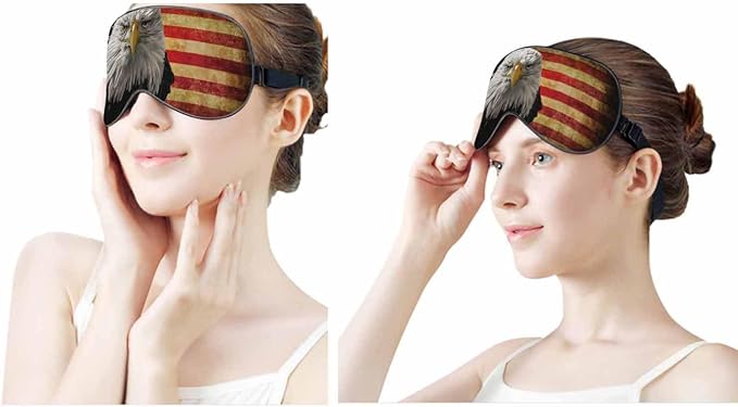 Bald Eagle Sleep Eye Mask Vintage Hipster American Flag Men Women Sleep Mask with Adjustable Strap Eye Cover Eye Shade for Travel, Nap,Meditation - Bloomnest
