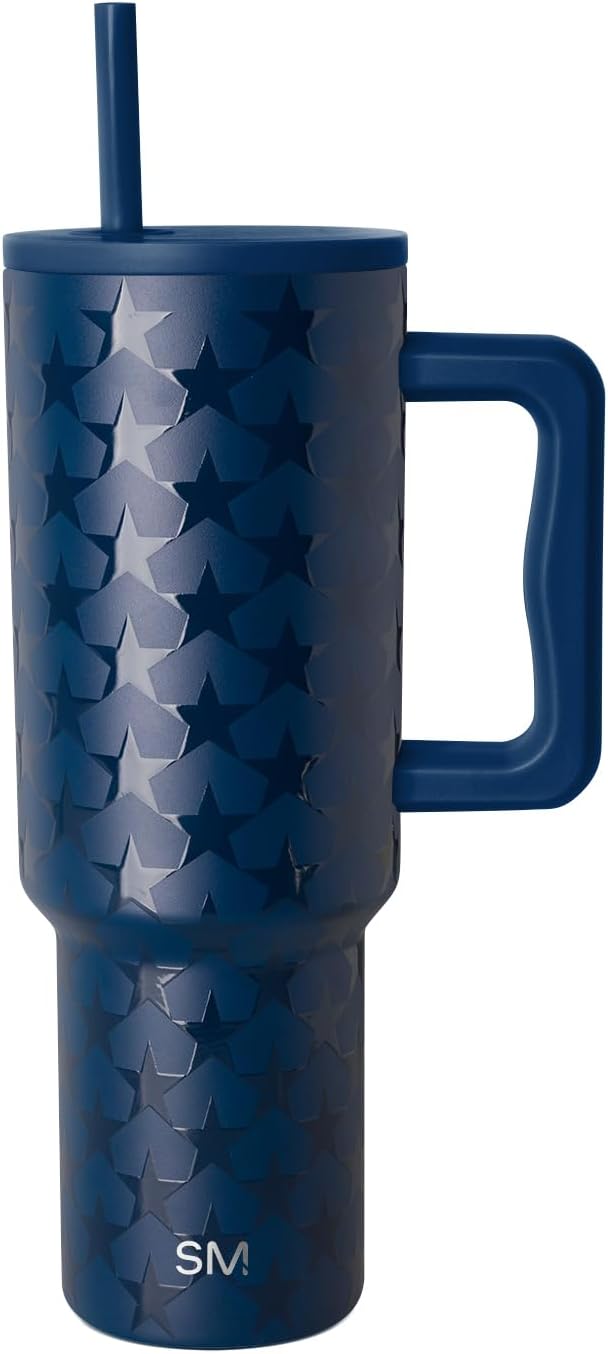 Simple Modern 4th of July 40 oz Trek Tumbler with Handle and Straw Lid | Cup Holder Friendly Insulated Stainless Steel Travel Mug | Stars Navy SimpleModern