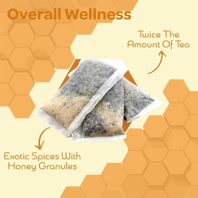 True Honey Chai Tea Bags - Providing Herbal Wellness - All Natural Organic Cinnamon, Clove, Coriander, Anise and Fennel Black - Blended with Honey Crystals Blended - 24 Count - Bloomnest