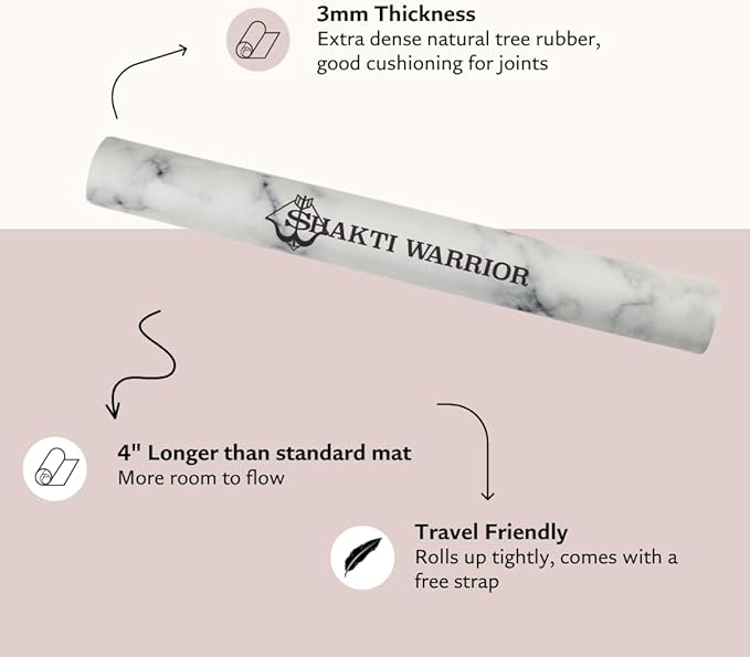 Shakti Warrior Suede yoga mat - Premium Printed Natural Eco-friendly Non-Slip Mat Great for Hot Yoga, Pilates, Workouts (72 inch x 24 inch x 3mm thick) - Bloomnest
