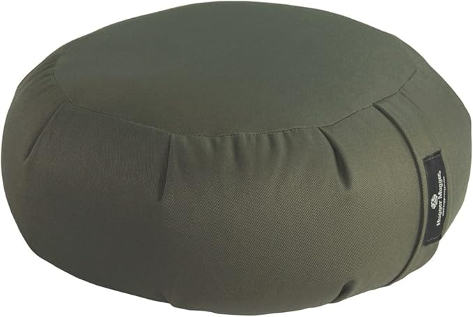 Hugger Mugger Zafu Meditation Cushion - Support in Cross-Legged Sitting, Buckwheat Filled, Durable Fabric, Convenient Handle, Handmade in USA