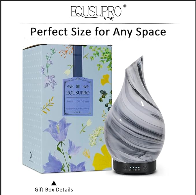 Essential Oil Diffuser 120ml Ultrasonic Aromatherapy Diffuser with Handmade Glass with Auto Shut-Off Protection 4 Timer Setting 7 Colors Changed LED Diffuser for Home Yoga Office Gifts for Women - Bloomnest