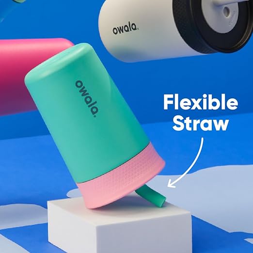 Owala Kids Insulation Stainless Steel Tumbler with Spill Resistant Flexible Straw, Easy to Clean, Kids Water Bottle, Great for Travel, Dishwasher Safe, 12 Oz, Navy and Blue (Home Base) - Bloomnest