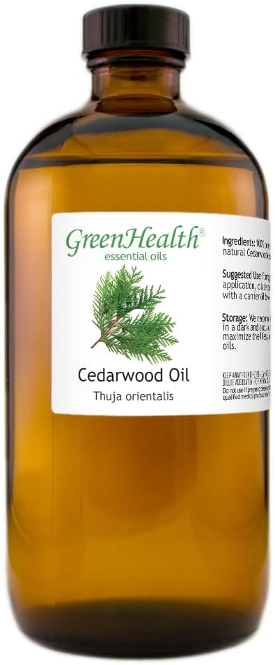 GreenHealth Cedarwood Essential Oil 16 fl oz (473 mL) – 100% Pure & Natural – Bulk Size for DIY, Aromatherapy & More – Amber Glass Bottle - Bloomnest