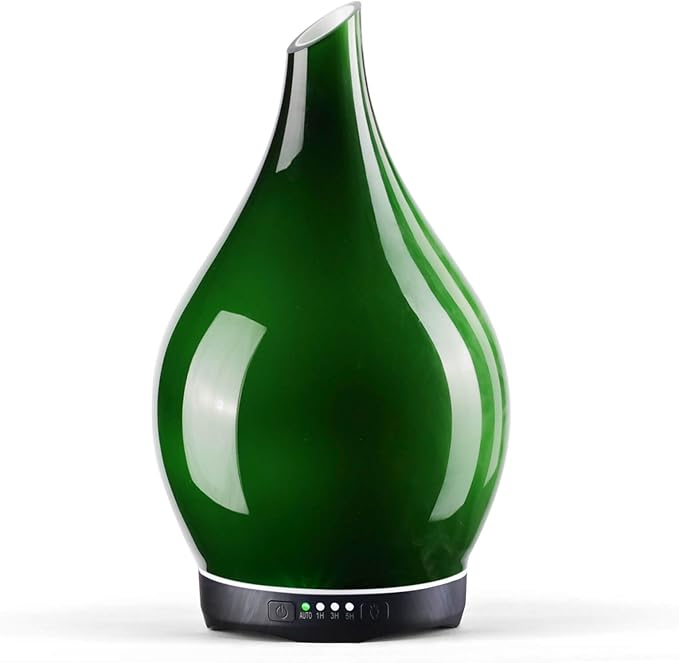 Porseme 280ml Essential Oil Diffuser Glass Color Changing Aroma Air Diffusers Aromatherapy Ultrasonic Cool Mist Humidifier 7 Running Hours Waterless Auto-Off for Sleeping Yoga Office Spa(Hulk Green) Porseme
