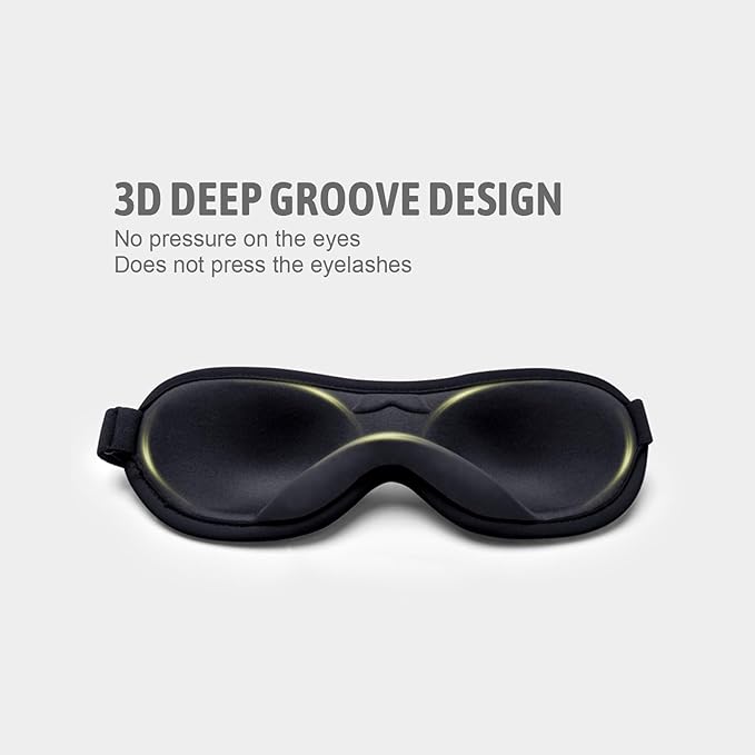 Sleep Eye Mask for Women Men, Eye Covers for Sleeping, 3D Sleep Mask for Travel Yoga Nap (Black) - Bloomnest
