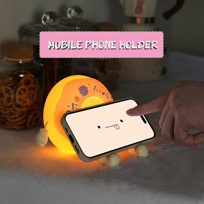 Cute Donut Night Light for Kids,Silicone Nursery Nightlight, Touch Control USB Rechargeable Lamps Breastfeeding Sweet Kawaii Dorm Room Decor Christmas Gift Baby Kids Girls Teens,White - Bloomnest