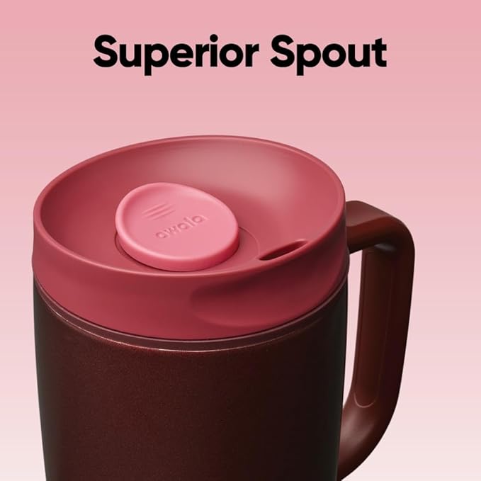 Owala SmoothSip Slider Stainless Steel Insulated Travel Mug with handle, 100% Leak Proof, For Hot and Cold Drinks, Travel Friendly with Sliding Lock Lid, 12oz, BPA Free, Leak Proof, Black Cherry - Bloomnest