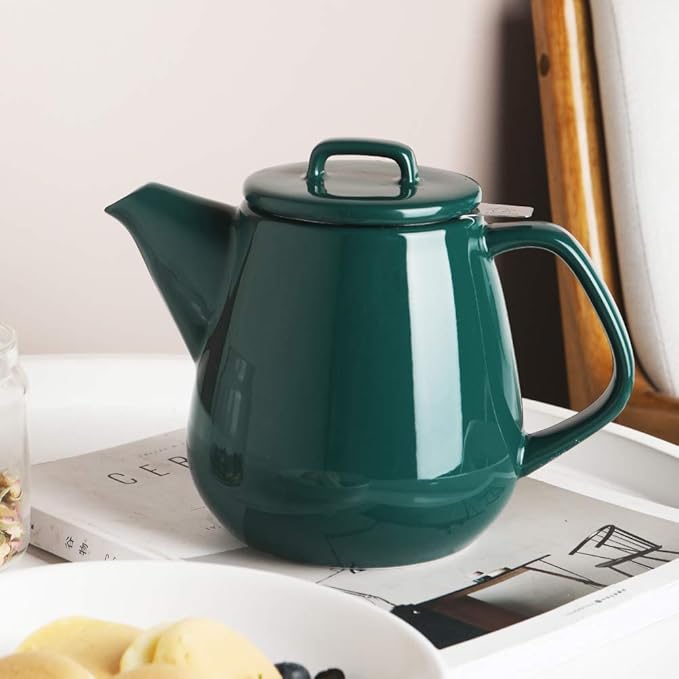 Sweejar 40oz Tea pot with Removable Stainless Steel Infuser,Dishwasher Safe Tea Pots for Loose Tea,Tea Pots with Infuser for Chrismas Women Gift(Jade) - Bloomnest