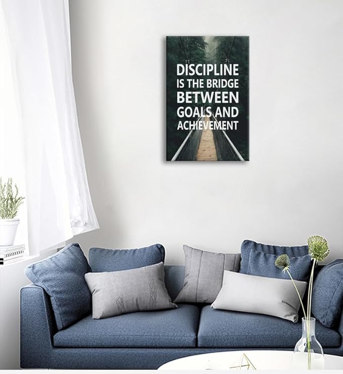 Motivational Wall Art Discipline Is The Bridge Between Goals And Achievement Inspirational Painting Prints on Canvas Modern Inspiring Posters Prints Artwork Home Office Wall Decor [12''W x 18''H] - Bloomnest