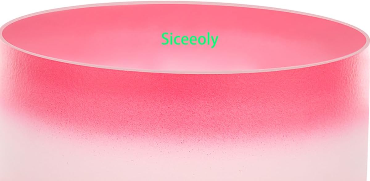 8 inch F Note 432HZ Light Pink Singing Bowl Frosted Quartz Heart Chakra Meditation Sound Healing with Durable Carrying Case Suede Striker O-ring