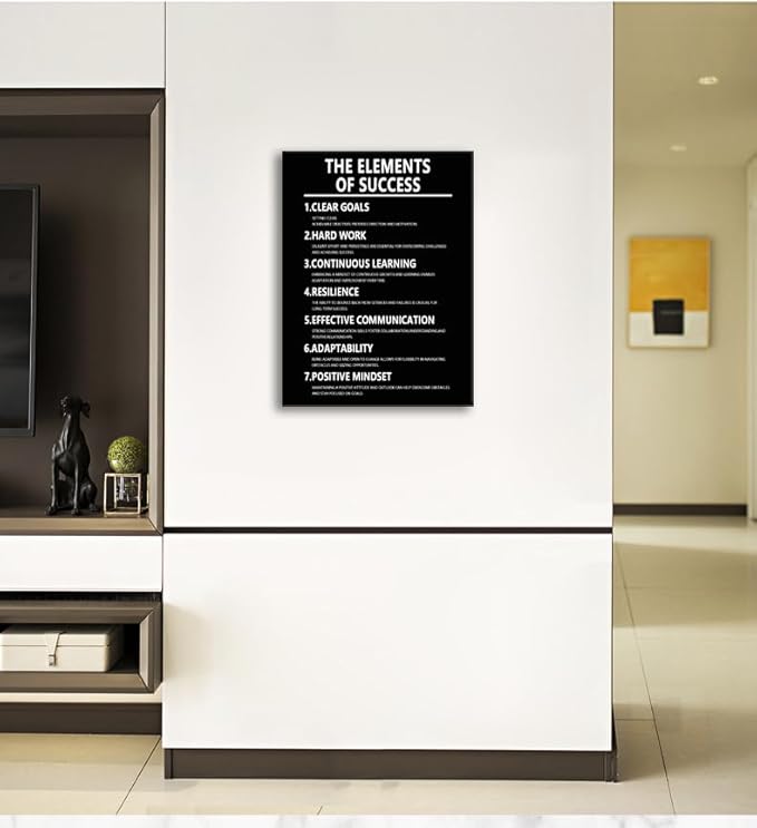 Motivational Canvas Wall Art The Elements Of Success Poster Print Artwork Inspiring Quote Painting Inspirational Office Wall Decor Art for Bedroom Living Room Gym Decor Framed[18''W x 24''H] - Bloomnest