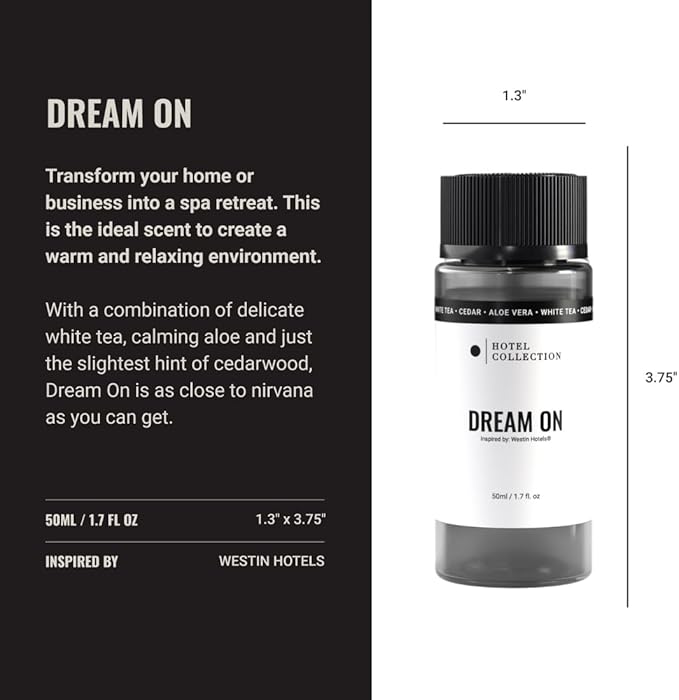 Hotel Collection Diffuser Oil - Dream On - Aromatherapy Essential Fragrance Oil - Bright White Tea, Sweet Vanilla, & Earthy Cedar - 50ML 1.7 Fl oz - Bloomnest