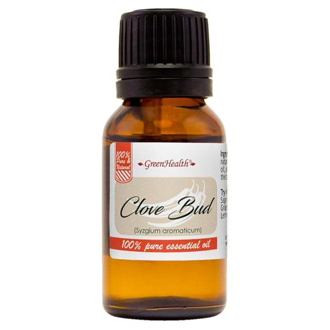 GreenHealth Clove Bud Essential Oil - 15 ml - Amber Glass Bottle with Euro Dropper - 100% Pure Essential Oil