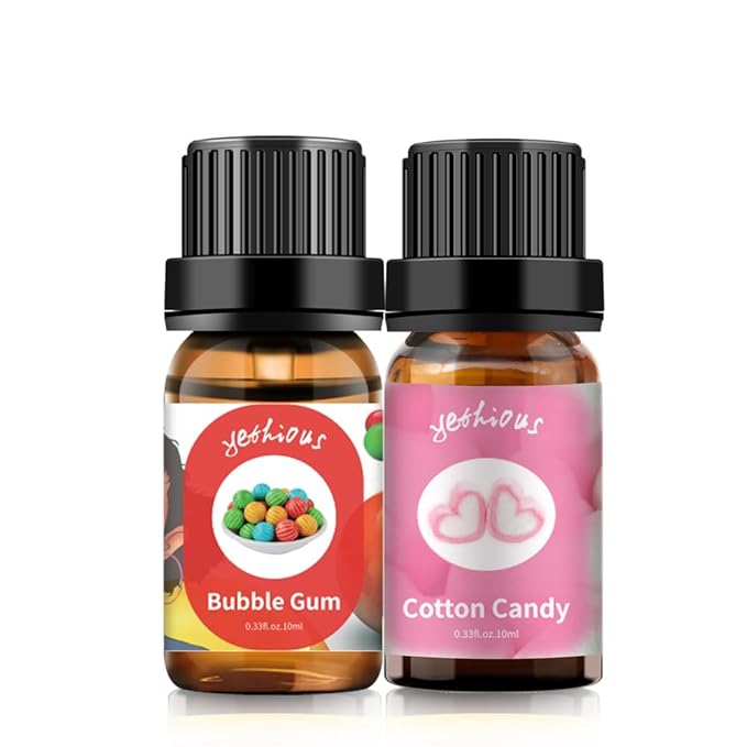 yethious Cotton Candy Bubble Gum Essential Oil Set, Cotton Candy Oil for Diffuser, Aromatherapy, Candle Soap Making - 2 Pack 0.33 Fl Oz Cotton Candy & Bubble Gum Oil - Bloomnest