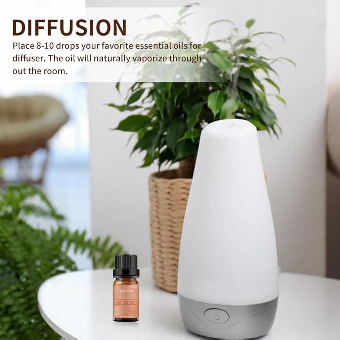 BURIBURI Jasmine Oil and Gardenia Essential Oils Gift Set, 100% Pure, Undiluted, Natural, Organic Aromatherapy Jasmine Essential Oils for Diffuser, Massage, 10MLx2 BURIBURI