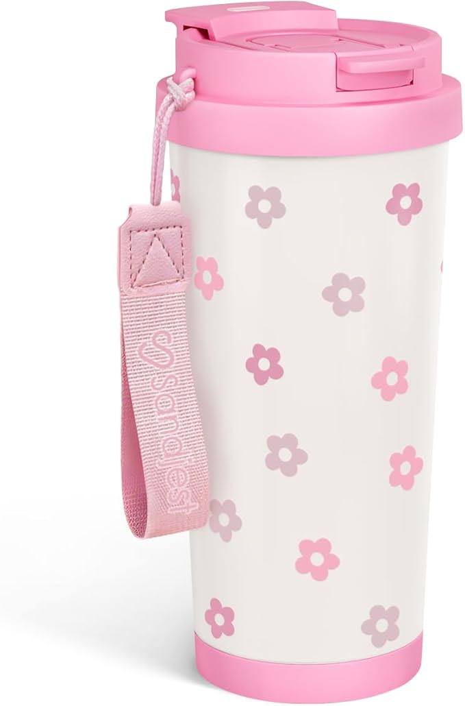 Floral Tumbler - Stainless Steel 2-in-1 Lid Coffee Tumbler 18 oz, Insulated Travel Mug Gift for Women Girls Teen, Birthday Christmas - Bloomnest