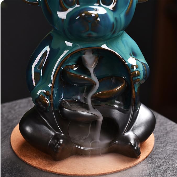 Cute Cat Animal Waterfall Backflow Incense Holder for Sticks,Ceramic Incense Burner with Mat,Tweezers for Home Aromatherapy Ornament Decor AI016 - Bloomnest