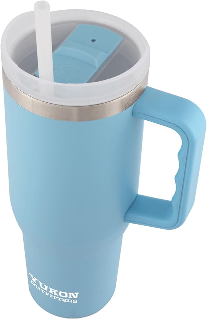 Yukon Outfitters Fit Forty 40oz Double Wall Vacuum Insulated Stainless Steel Tumbler with Reusable Straw & Ergonomic Handle | For Hot or Cold Beverage, Sky Blue - Bloomnest