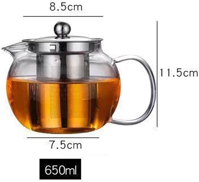 Glass Teapot with Removable Infuser Stovetop & Microwave Safe Borosilicate Clear Glass Teapot (22OZ) - Bloomnest