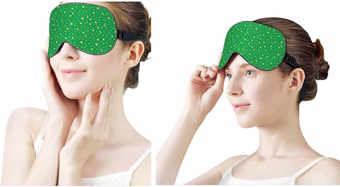 Celestial Sleep Eye Mask Gold Stars Moon Men Women Sleep Mask with Adjustable Strap Eye Cover Eye Shade for Travel, Nap,Meditation - Bloomnest