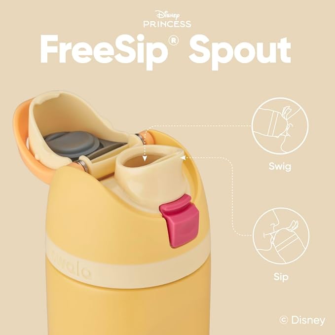 Owala Disney Princess FreeSip Insulated Stainless Steel Water Bottle with Straw for Sports and Travel, BPA-Free Sports Water Bottle, 24 oz, Belle Owala