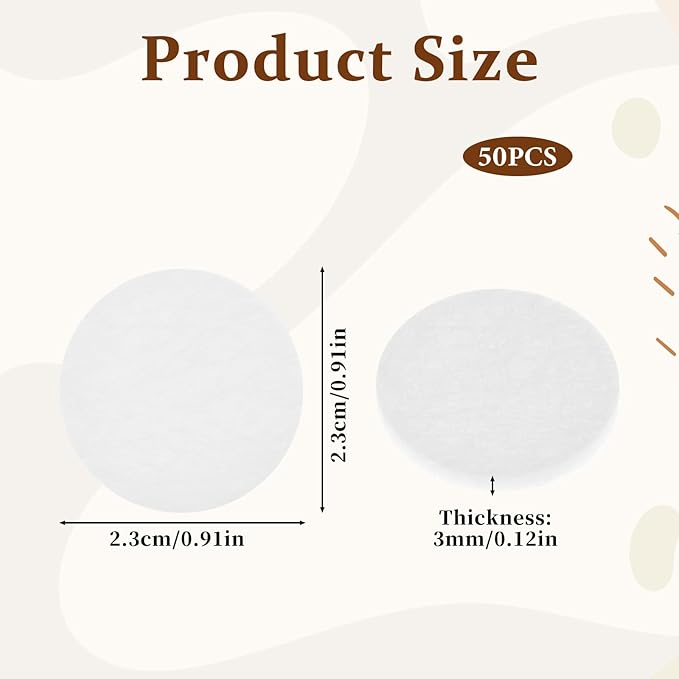 Diffuser Refill Pads, 50 Pcs 1 Inch Round Essential Oil Diffuser Pad Mini Microfibre Air Filter Scent Pads Unscented Pad for Humidifier Air Purifier Home Car Plug in Diffuser-Refill (White) - Bloomnest